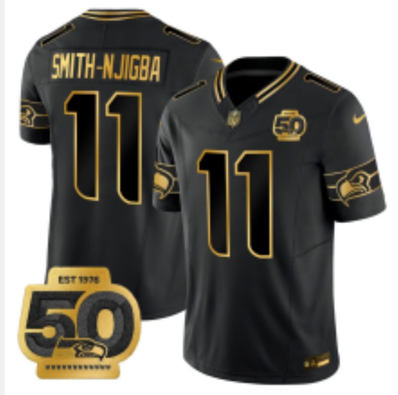 Custom Men 2026 Seattle Seahawks Black gold 3th generations Nike Limited NFL Jersey